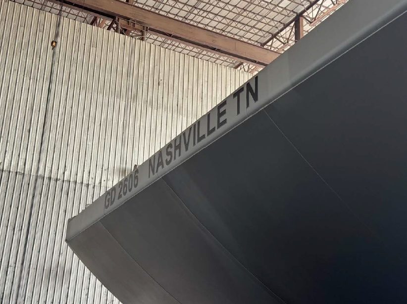 Stern of new-build barge GD 2606, Nashville TN